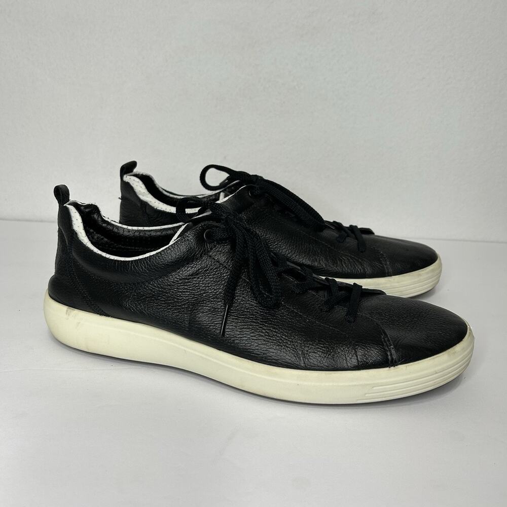 ECCO Mens Black Leather Low Top Lace up Sneakers Size 13 EU 47 No Insoles